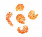 Dried Shrimp Isolated On The White Background Stock Photo