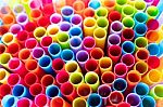 Drinking Straws Colorful Coming Together Stock Photo