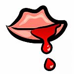 Drop Of Blood from Mouth Stock Photo