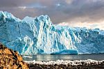 Early Morning On The Glacier Perito Moreno, Argentina Stock Photo