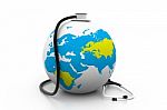 Earth And Stethoscope  Stock Photo