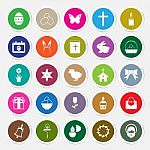 Easter Icons Set Circle Sticker  Illustration Stock Photo