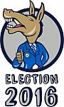 Election 2016 Democrat Donkey Mascot Circle Cartoon Stock Photo