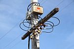 Electric Pole Junction Stock Photo