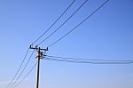 Electric Pole Which Separated Wire Stock Photo