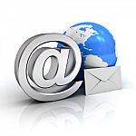 Email Sign With Globe And Envelope Stock Photo