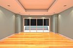 Empty Room Decorated Gray Wall Stock Photo