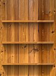 Empty Three Wood Shelf Stock Photo