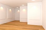 Empty White Gallery Room Stock Photo