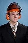 Engineer In Cap Stock Photo