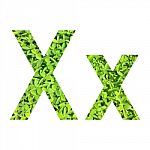 English Alphabet Made From Green Grass On White Background Stock Photo