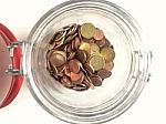 Euro Coins In A Glass Jar Stock Photo