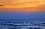 Evening Sea And Color Of Twilight Sky Stock Photo