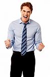 Excited Young Business Executive Stock Photo