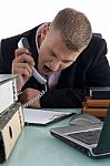 Executive Shouting On Phone Stock Photo