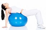 Exercise On The Big Blue Ball Stock Photo