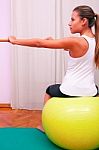 Exercises Control Basin Trunk With Bobath Ball Fitball Stabiliza Stock Photo