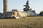 Fallen Column In Temple Of Zeus Stock Photo