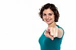 Fashion Young Woman Pointing At You Stock Photo