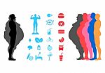 Fat Body, Weight Loss, Overweight Silhouette Illustration Stock Photo