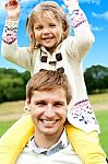 Father And Daughter In Outdoors Stock Photo