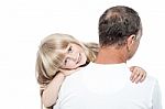 Father And Daughter On A White Background Stock Photo