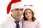 Father And Daughter Wearing Hat Stock Photo