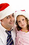 Father And Daughter Wearing Hat Stock Photo