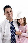 Father Posing With His Cute Daughter Stock Photo