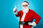 Father Santa Gesturing Thumbs Up Stock Photo