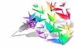 Feather Pen And Paper Bird Flying Stock Photo