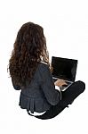 Female Busy With Laptop Stock Photo