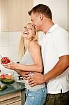 Female Chopping Fresh Vegatable Stock Photo