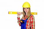 Female Construction Worker With  Stock Photo