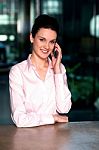 Female Entrepreneur With Mobile Phone Stock Photo