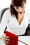 Female Executive With Jewellry Box Stock Photo