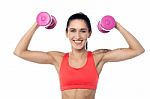 Female Fitness Trainer Working Out Stock Photo