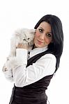 Female Holding Her Lovable Cat Stock Photo