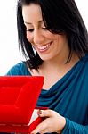 Female Holding Jewelry Box Stock Photo