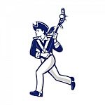 Female Patriot Lacrosse Player Mascot Stock Photo