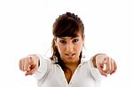 Female Pointing Forward Stock Photo