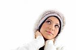 Female Posing In Winter Wear Stock Photo