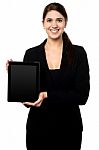 Female Presenting Brand New Tablet Pc Stock Photo