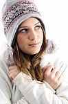 Female Shivering By Cold Stock Photo