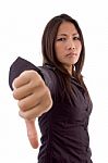 Female Showing Thumbs Down Sign Stock Photo