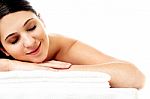 Female With Closed Eyes Relaxng In Spa Salon Stock Photo