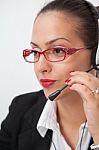 Female With Headset Stock Photo