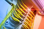 Fiber Optic With Servers In A Technology Data Center Stock Photo