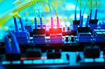 Fiber Optic With Servers In A Technology Data Center Stock Photo