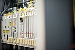 Fiber Optic With Servers In A Technology Data Center Stock Photo